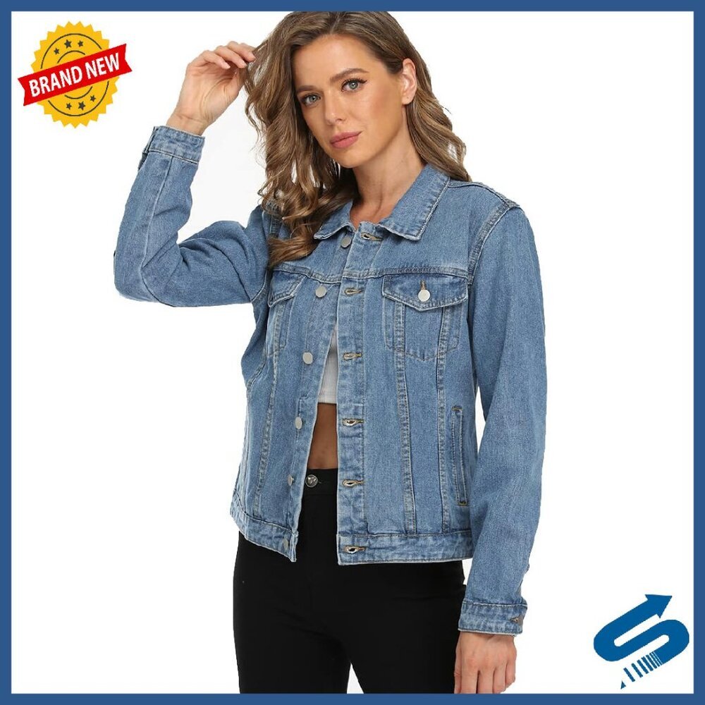 Classic Denim Jacket Button Down Long Sleeve Vintage Fit - Picture 1 of 8